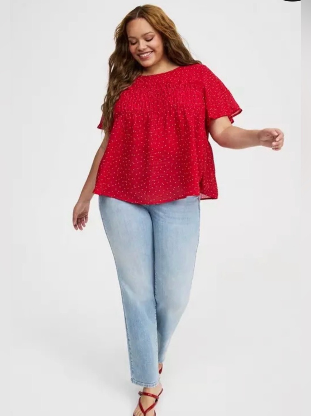 NWT TORRID  Red  Flutter Sleeve Blouse